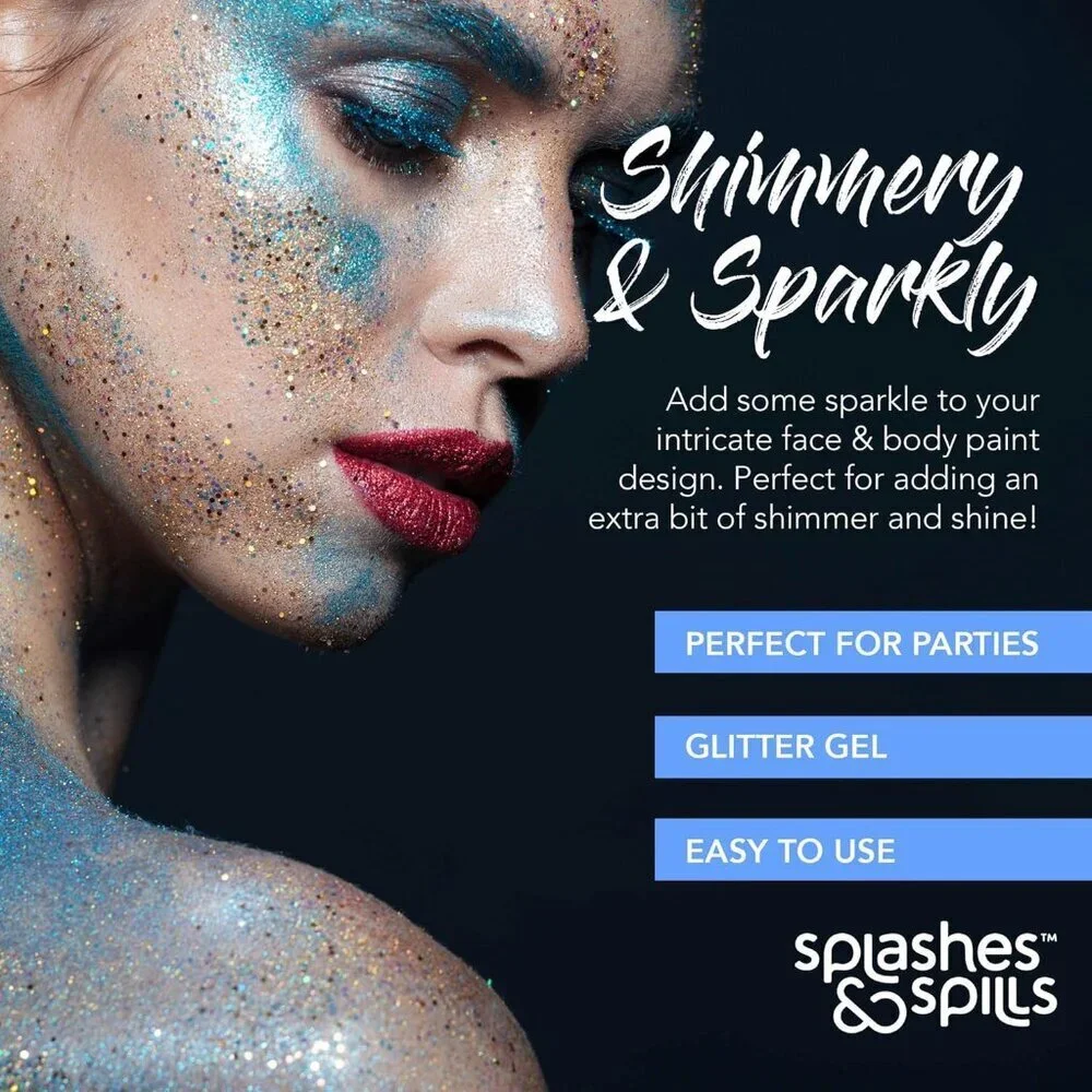 Body Glitter Paint Gel - 7 Color Costume Set for Women, Girls - 10 ml Tubes Holo